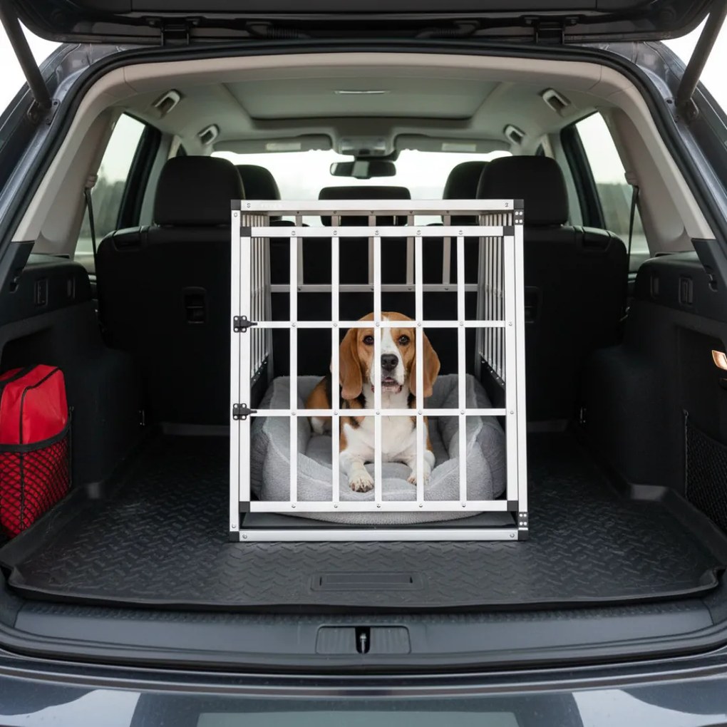 Transporter dla psa BRUNO, 66x90x72cm, srebrna/czarna Jurhan