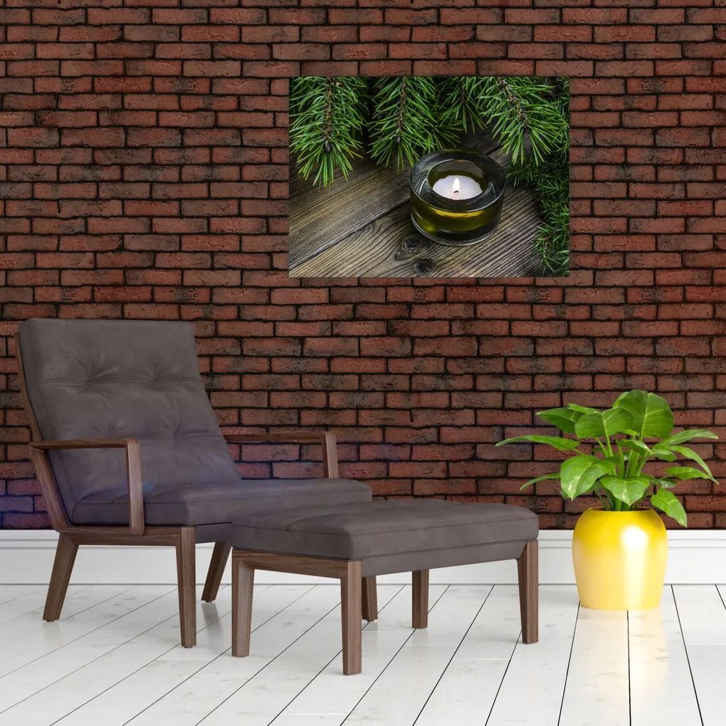 Obraz na szkle - świeca bożonarodzeniowa (70x50 cm)