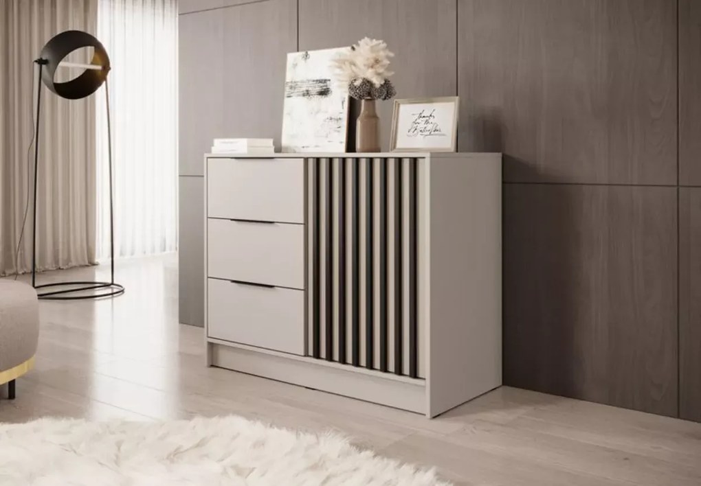 Komoda z lamelami Sophie 105cm szuflady drzwi nowoczesna sypialnia przedpokój