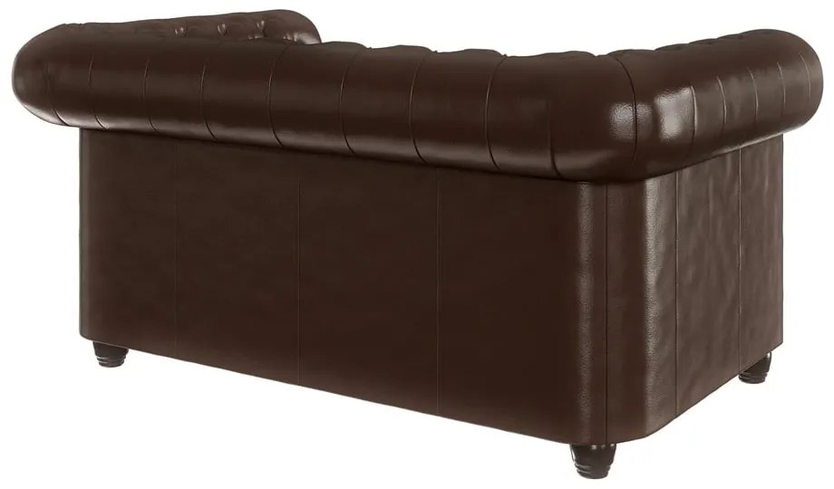 Ciemnobrązowa rozkładana sofa z imitacji skóry 148 cm York – Ropez