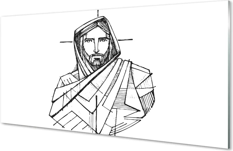 Szkło do Kuchni na Ścianę Szkic: Oblicze Jezusa