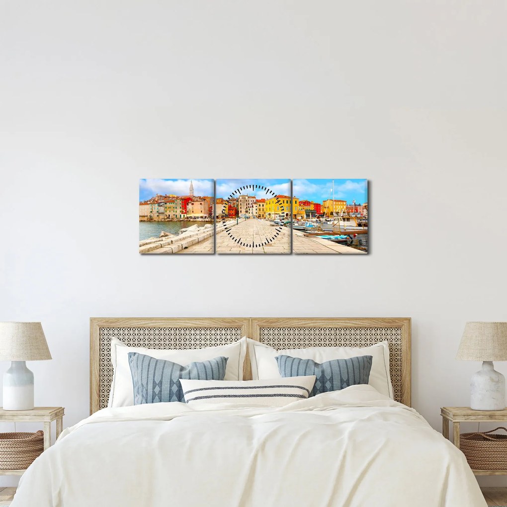 Obraz - Stare istryjskie miasto Poreč, Chorwacja (z zegarem) (90x30 cm)