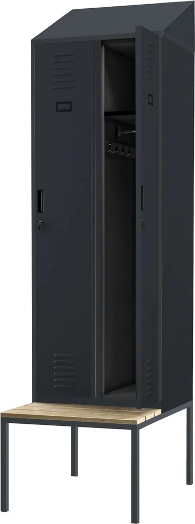 Szatnia z ławeczką i daszkiem Kacper II PRO 60x85x229,5 cm, antracyt