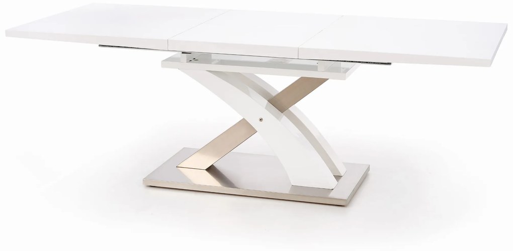 SANDOR stół rozkładany 160-200/90/77 MDF biały lakierowany, wysoki połysk, glamour