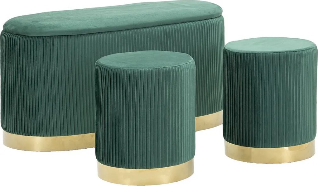 Ławka z Miejscem do Przechowywania VKH876, Zielony, 80x37x42 cm, Kendra Home