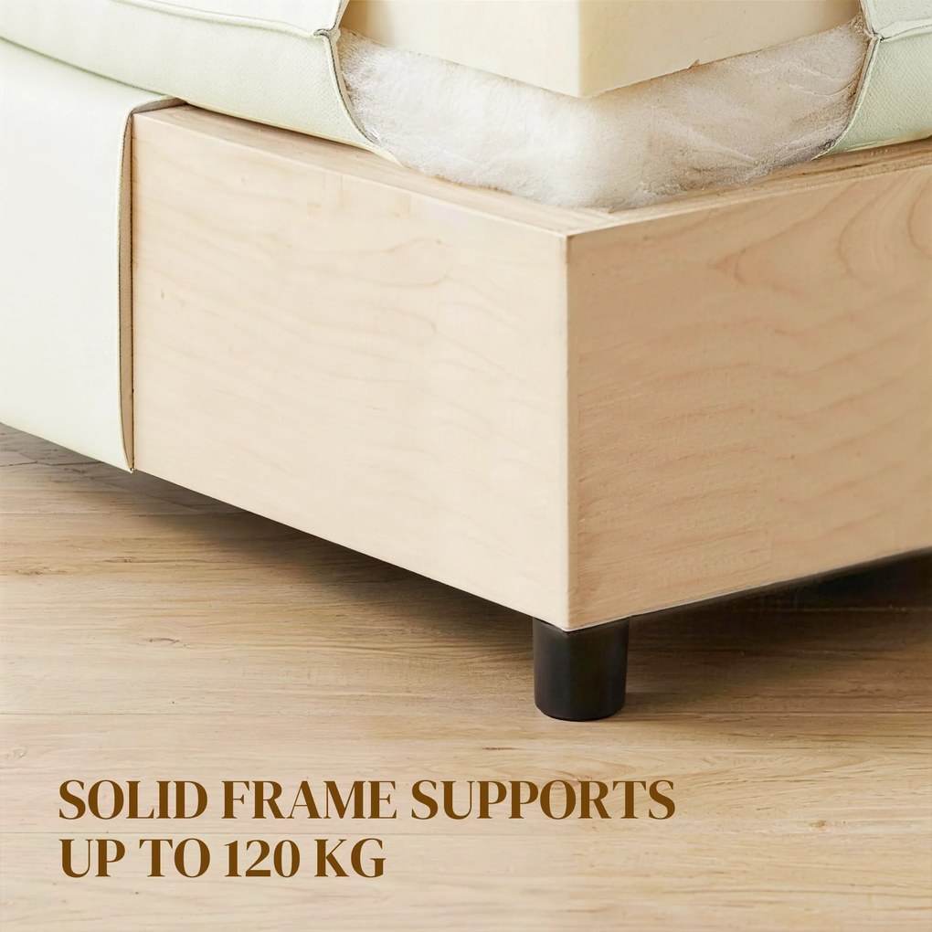 HOMCOM Puf nowoczesny z tkaniną i plastikowymi nogami, do salonu i sypialni, 75 cm, kremowobiały | Aosom PL