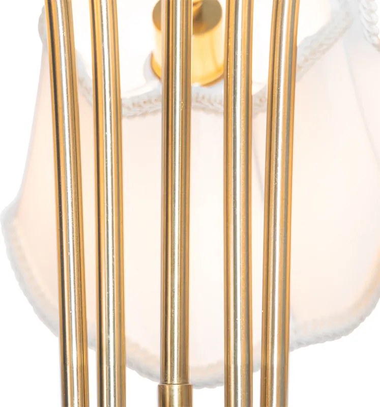 Klasyczna lampa wisząca mosiądz z białym kloszem 5-światłowa - Nona