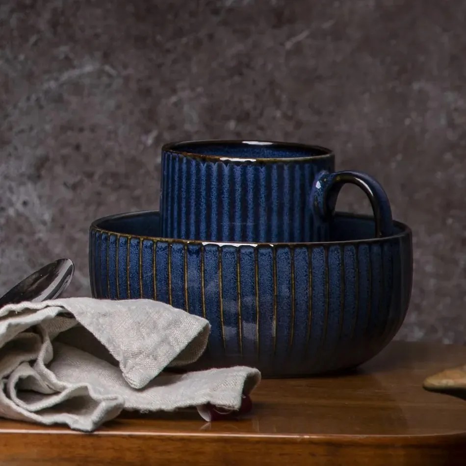 Altom Miska porcelanowa Reactive Stripes niebieski, 15 cm