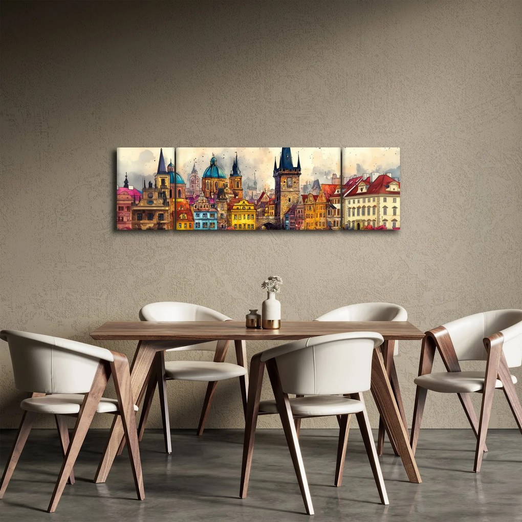 Obraz - Jesień w malowanym mieście (170x50 cm)
