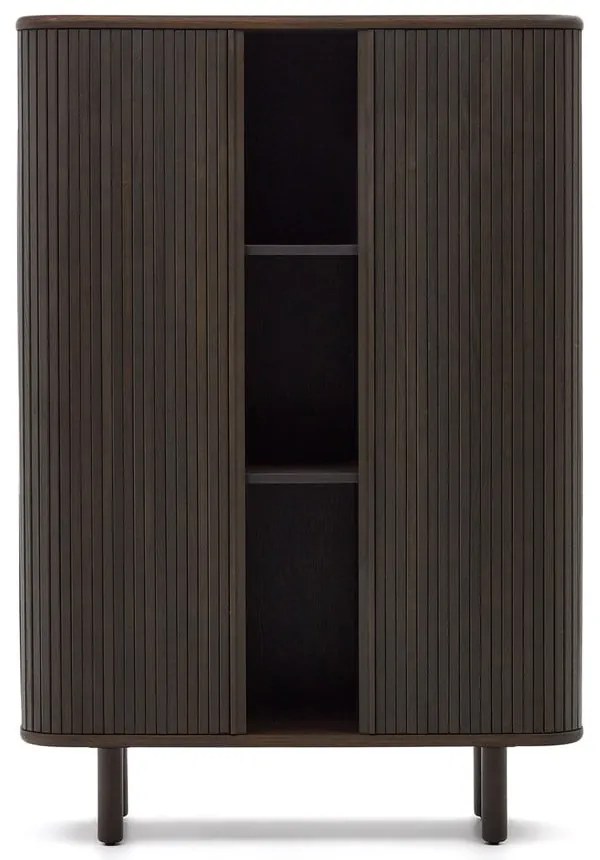 Ciemnobrązowa szafka w dekorze jesionu z drzwiami przesuwnymi 110x140 cm Mailen – Kave Home