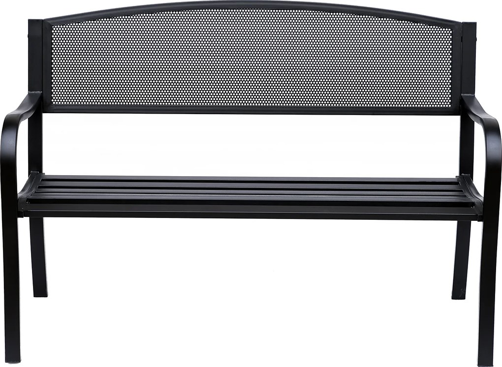 Outsunny Ławka Ogrodowa Parkowa 2-osobowa Stalowa Elegancka Czarna 127x60x87cm | Aosom PL
