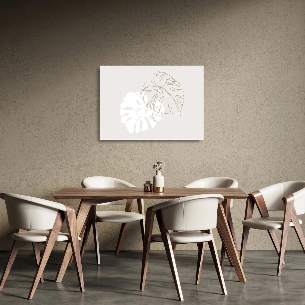 Obraz na szkle - Line art monstera N⁰2 (70x50 cm)
