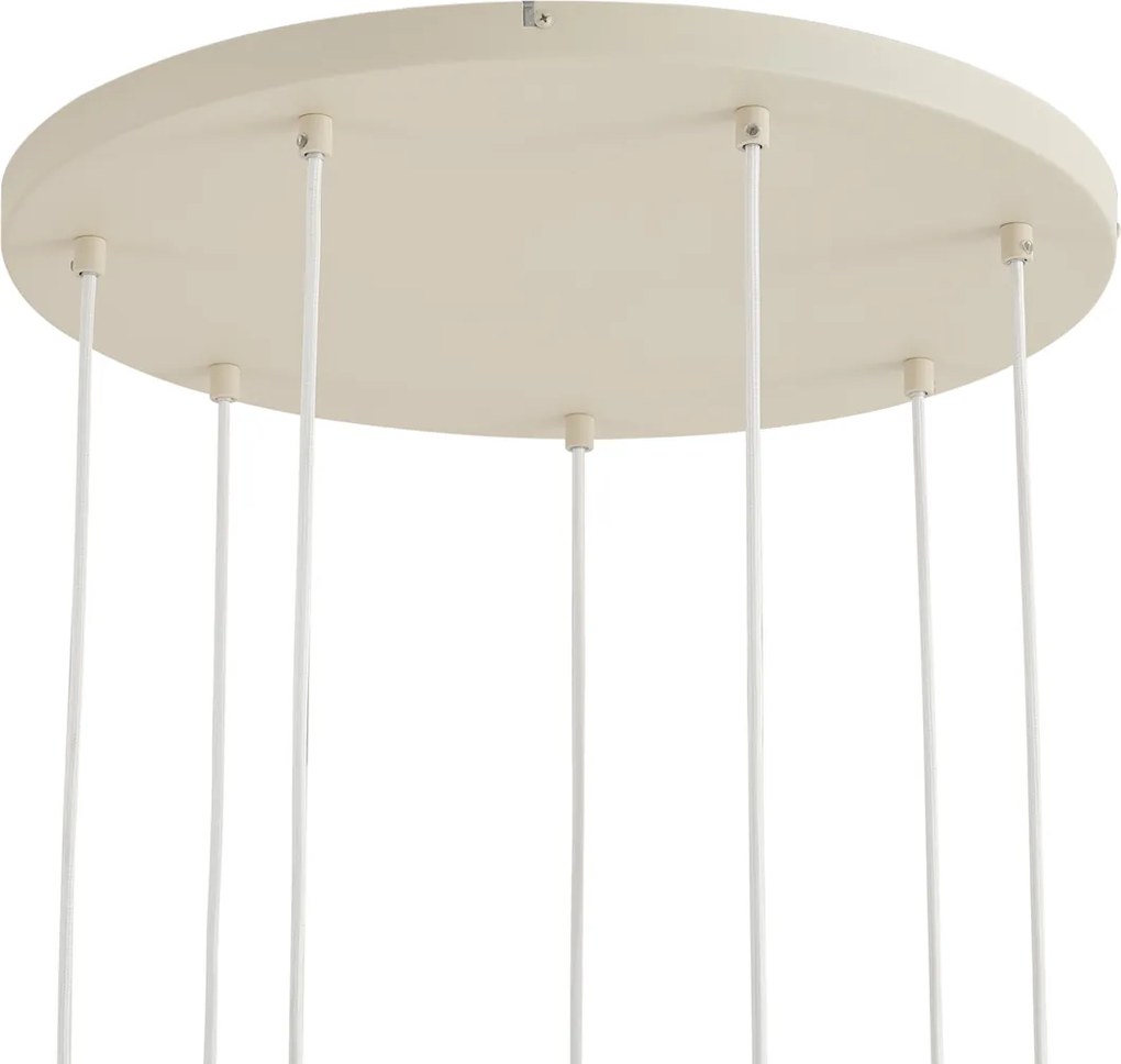 Lampa wisząca w stylu Art Deco beżowa z białym szkłem 7-źródłowa - Sandra