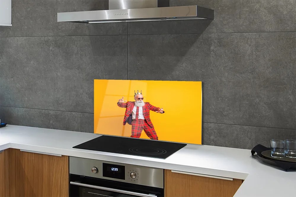 Szklany Panel Elegancja w Garniturze w Kratę