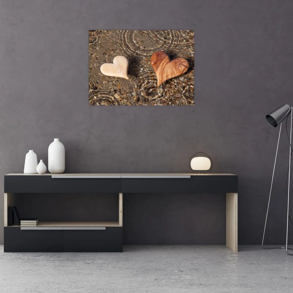 Obraz - Drewniane serca (70x50 cm)