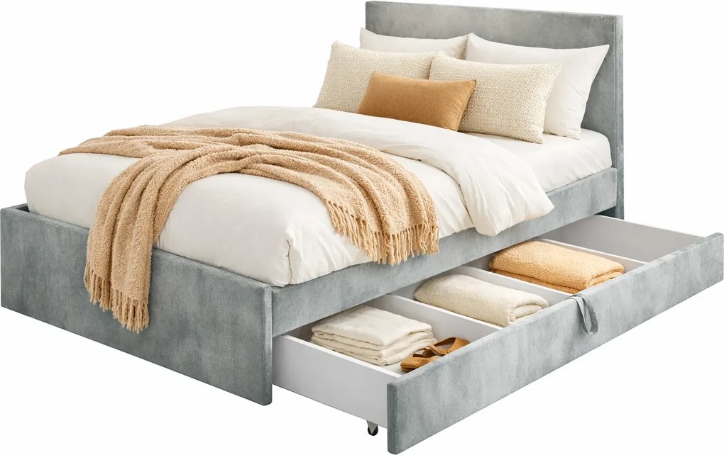 Popielate łóżko młodzieżowe G2-G55