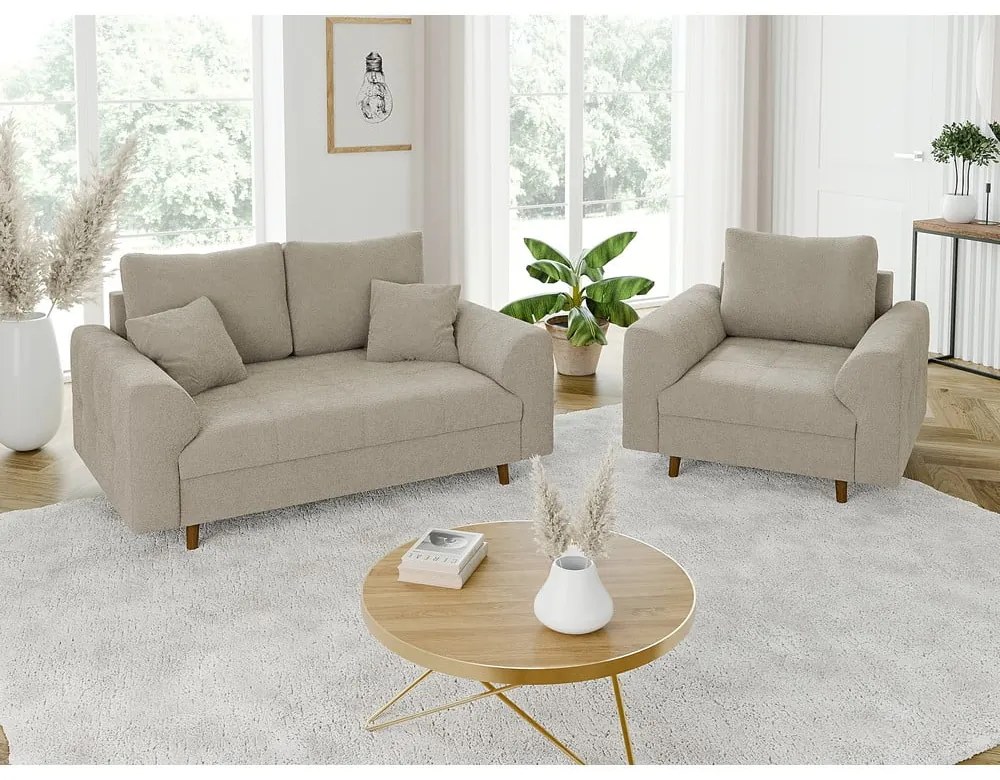 Beżowa sofa z materiału bouclé 150 cm Ariella – Ropez