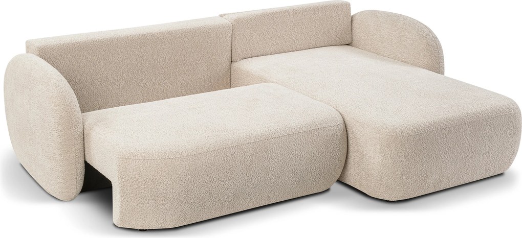 Masseno Narożnik AMICO z funkcją spania i pojemnikiem na pościel Narozniki L, Rozkładana sofa - Beżowy, ABRIAMO 3