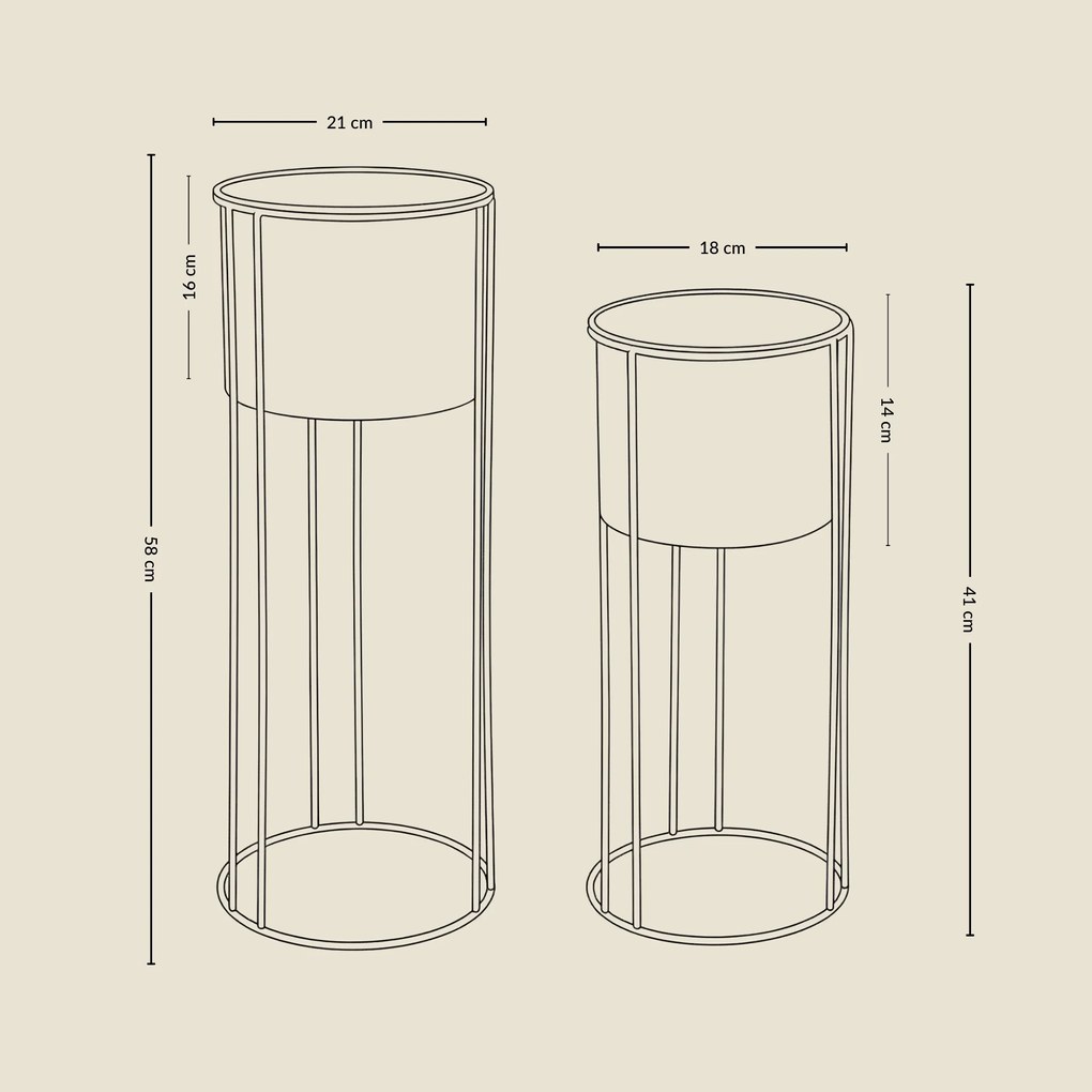 Złote stojaki na kwiaty glamour OSMOS, 2 osłonki
