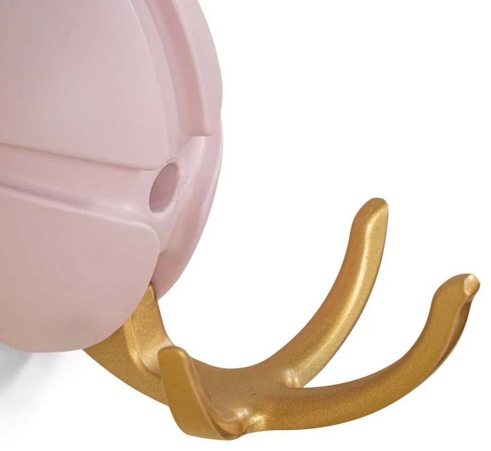 Jasnoróżowy/w kolorze złota ścienny plastikowy haczyk Tick – Spinder Design