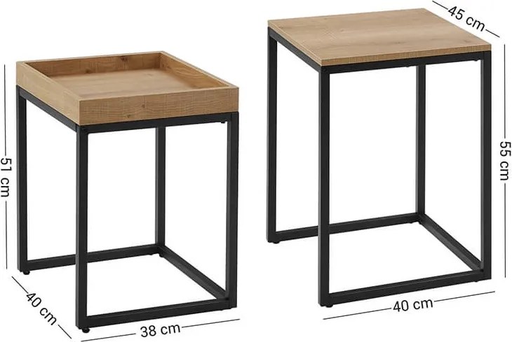 Zestaw 2 stolików kawowych Kahta 02 w stylu loftowym