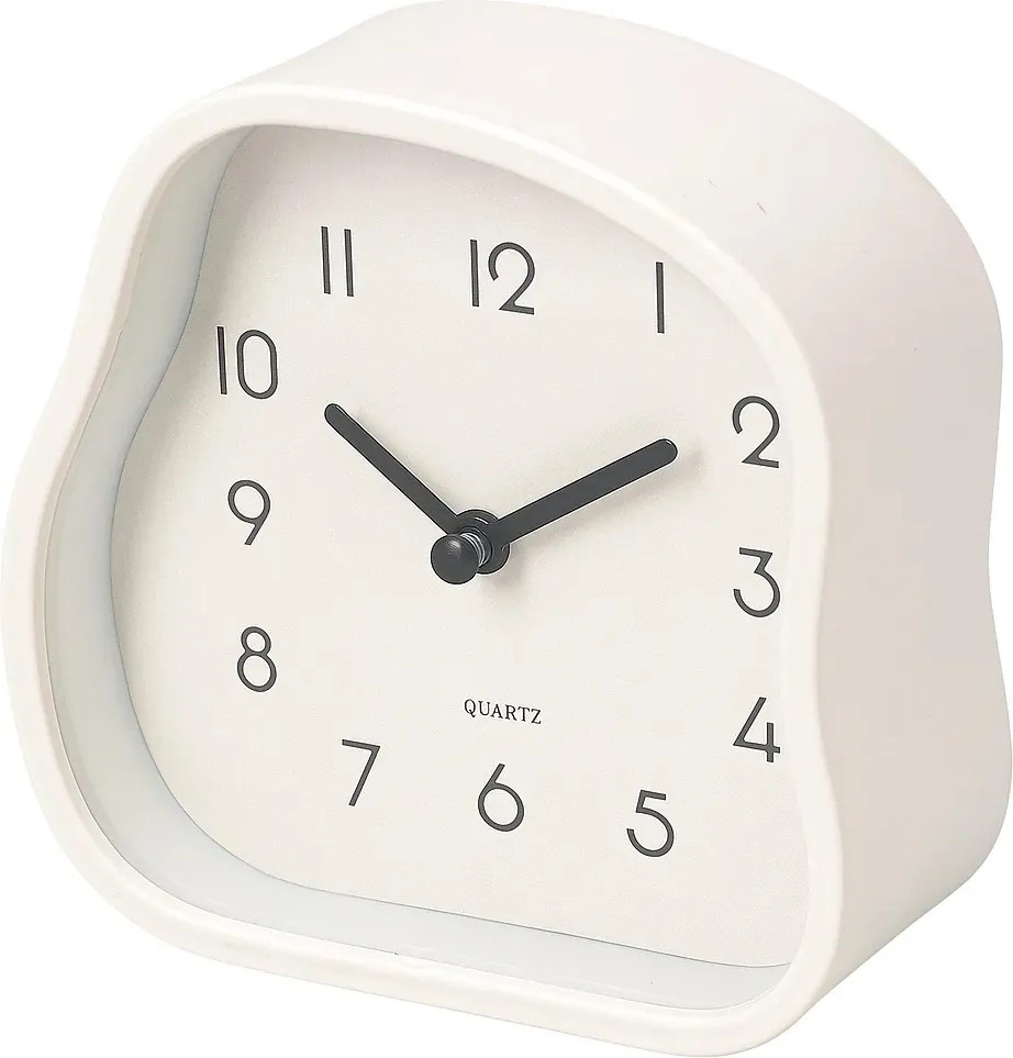 Zegar stołowy AMORPH o organicznym kształcie z przeszklonym frontem, 12 cm