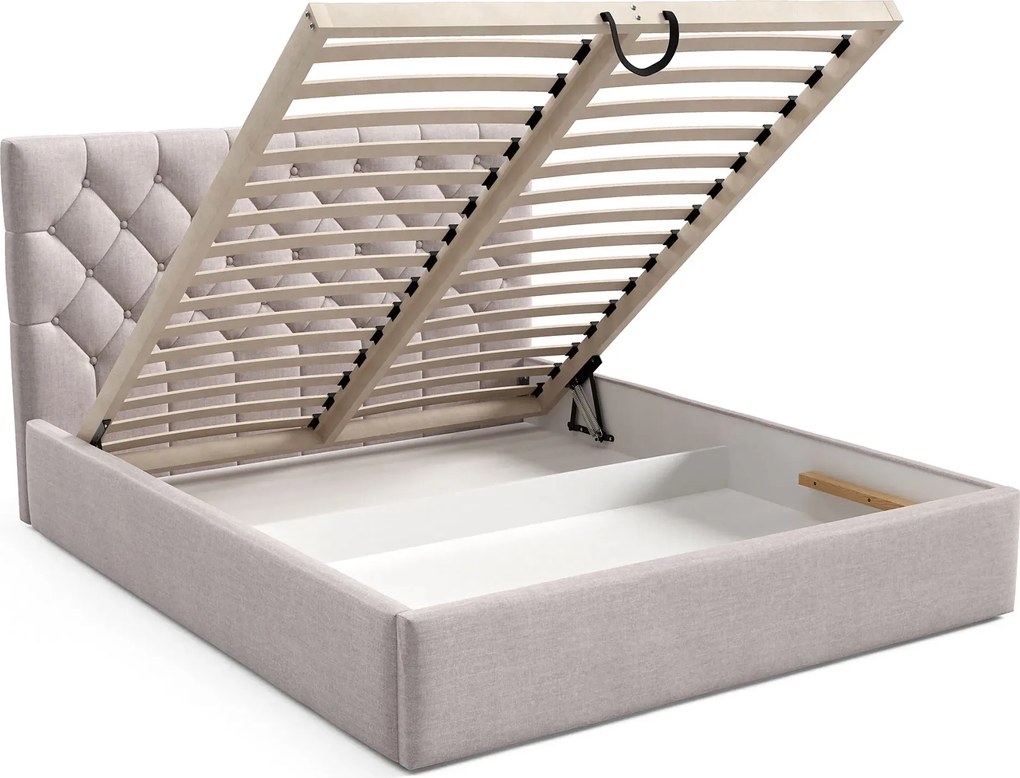 Beżowe łóżko z pikowanym zagłókiem 3 rozmiary H7-G28