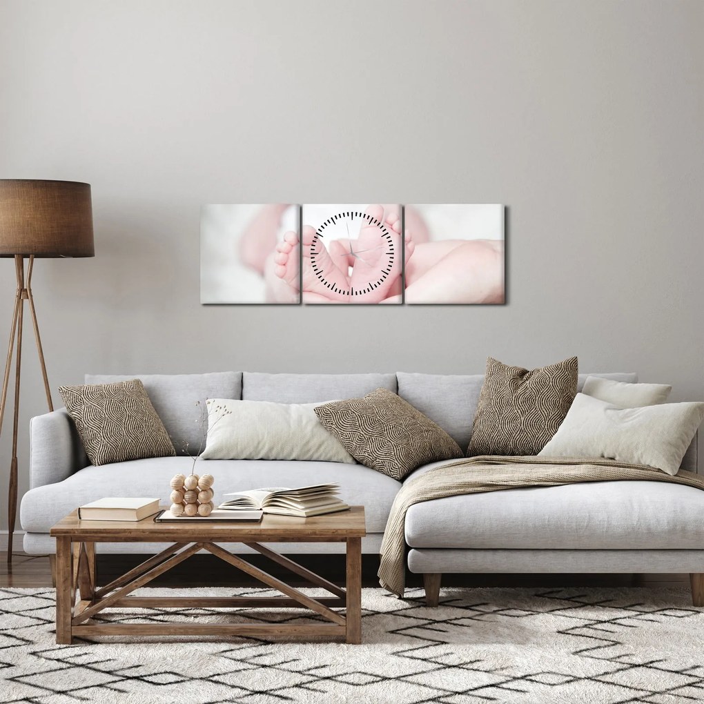 Obraz dziecięcych nóżek (z zegarem) (90x30 cm)