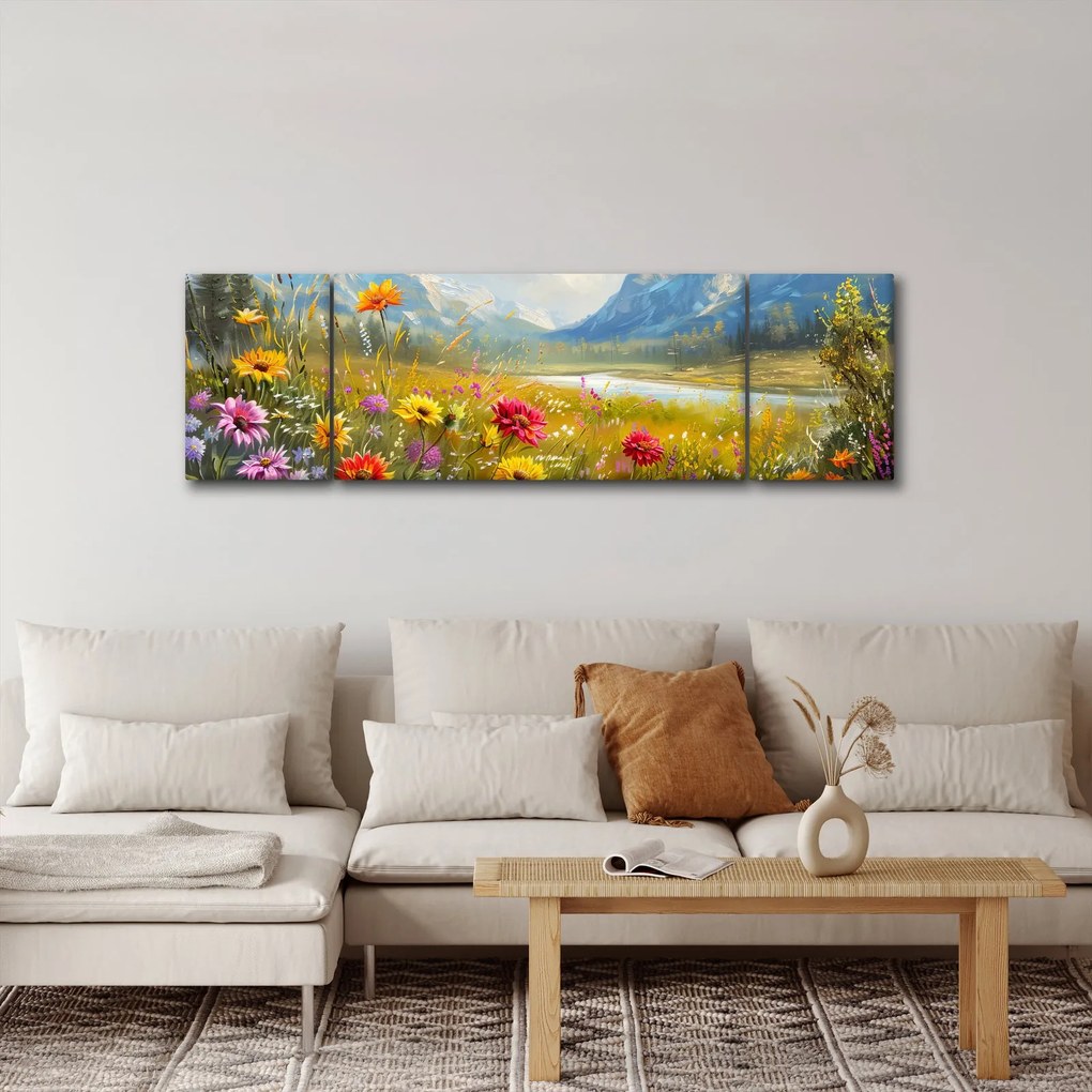 Obraz - Malowany krajobraz (170x50 cm)