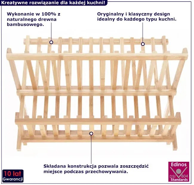 Składana suszarka do naczyń z drewna bambusowego P6-S68