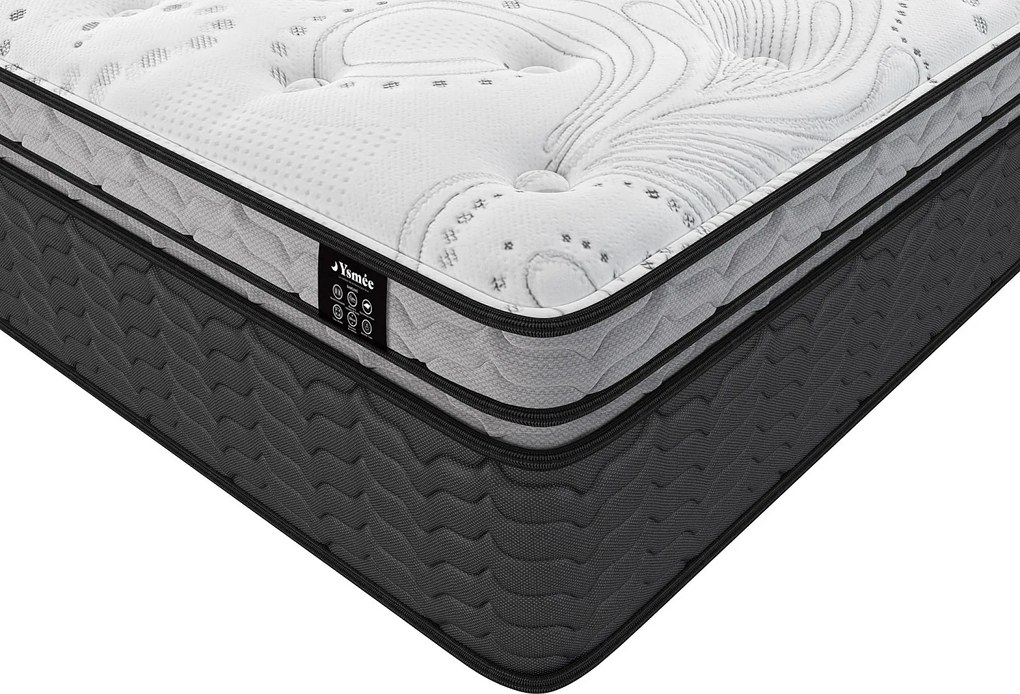 Zestaw stelaż + materac hybrydowy ze sprężynami kieszeniowymi i nakładką na materac hybrydowy GAMIANI marki YSMÉE gr. 35 cm - 160x200 cm