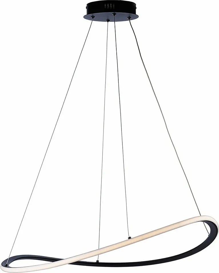 Raky - lampa wisząca LED CCT z metalu i czarnego aluminium, regulowane kable, pilot, zmiana barwy światła, nowoczesny design, Ø70 cm