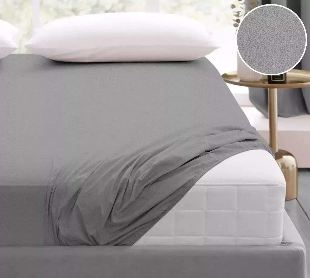 Prześcieradło frotte z gumką Bielbaw 180x200 stalowe GRENO