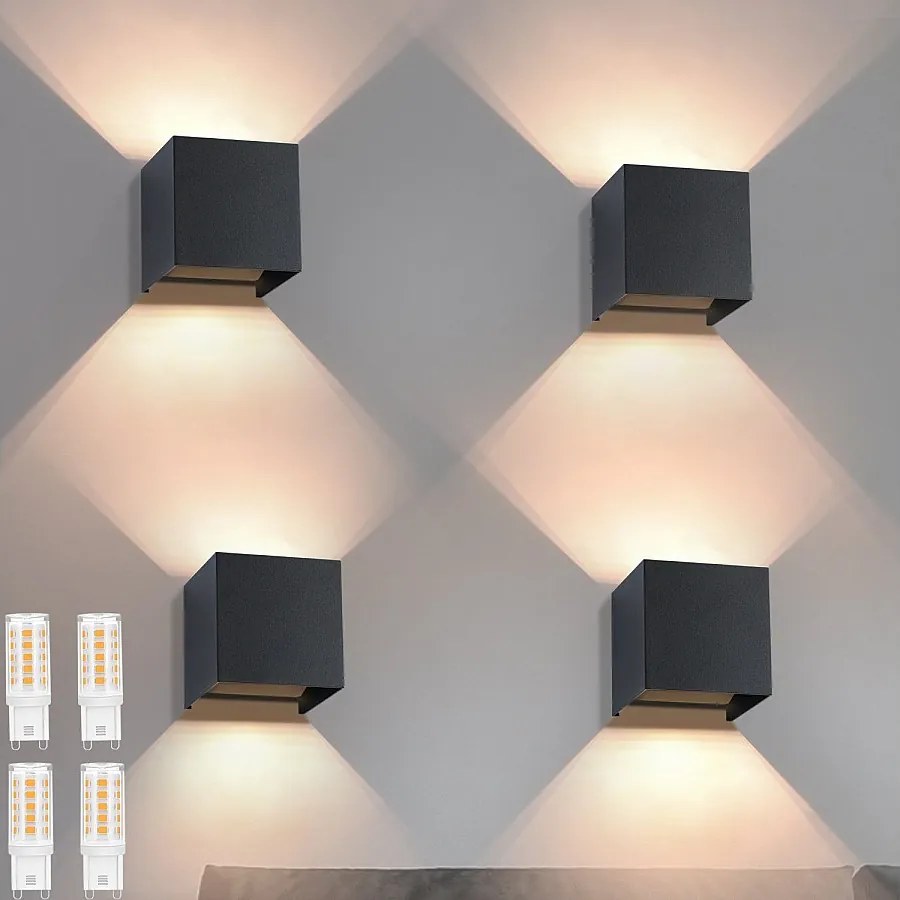 NETTLIFE kinkiety LED zewnętrzne/wewnętrzne, czarne góra dół, IP65, do domu, klatki schodowej