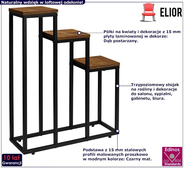 Loftowy trzypoziomowy kwietnik Z4-S54