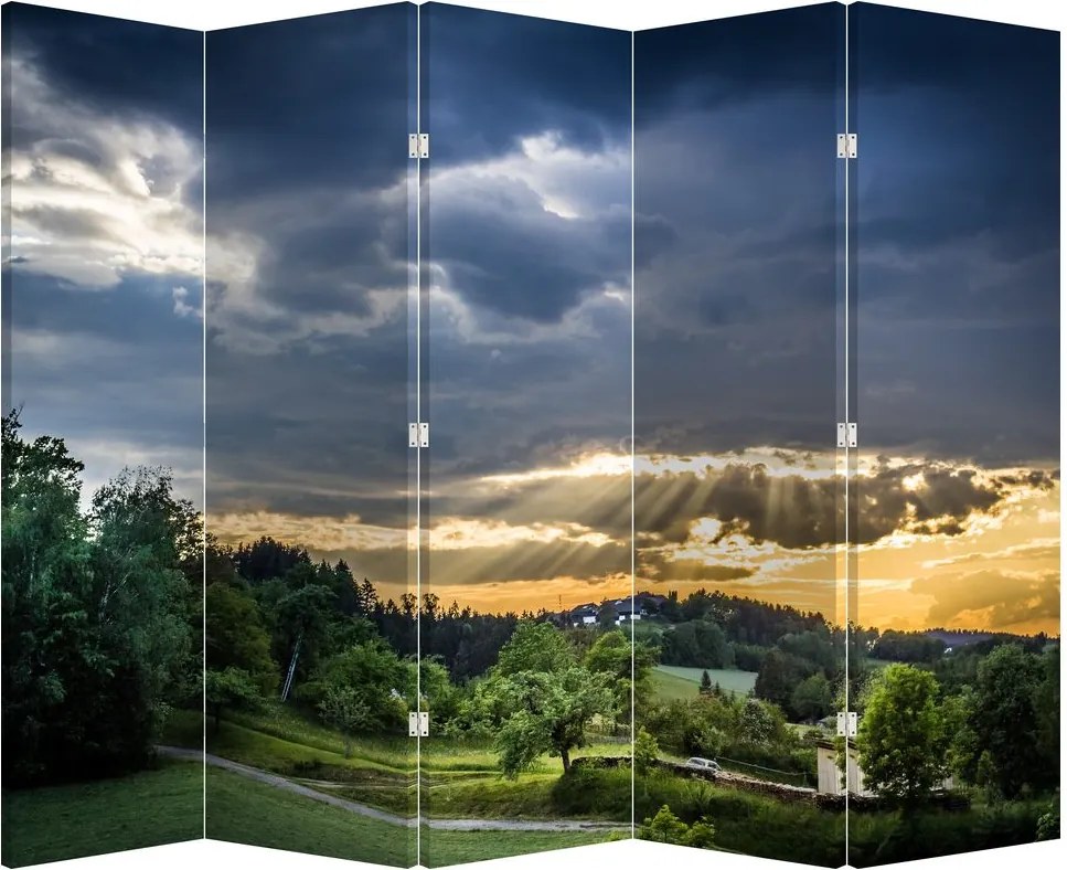 Parawan - Krajobraz z promieniami (210x170 cm)