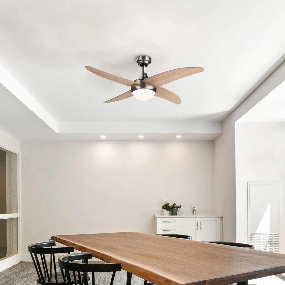 Lampa sufitowa z timerem/z wentylatorem w jasnym naturalnym kolorze ø 13 cm Achilia – SULION