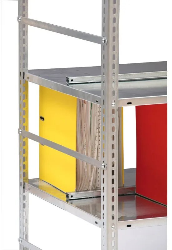 Regał na segregatory COMPACT, szary, 7 półek, 2200x1000x600 mm, podstawowy