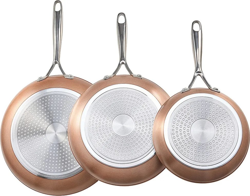 Aluminiowa Patelnia SucceBuy, 3 Sztuki 20/27/30 Cm, Ceramiczna Patelnia z Powłoką Nieprzywierającą i Uchwytem Odpornym na Wysoką Temperaturę, Kolor Szary