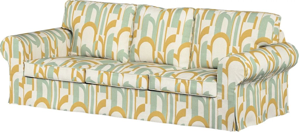 Pokrowiec na sofę Ektorp 3-osobową, rozkładaną, PIXBO kolor zielony tkanina strukturalna, wzorzysta