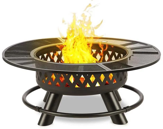 Blumfeldt Rosario 120cm Niskie Palenisko z grillem Czarny