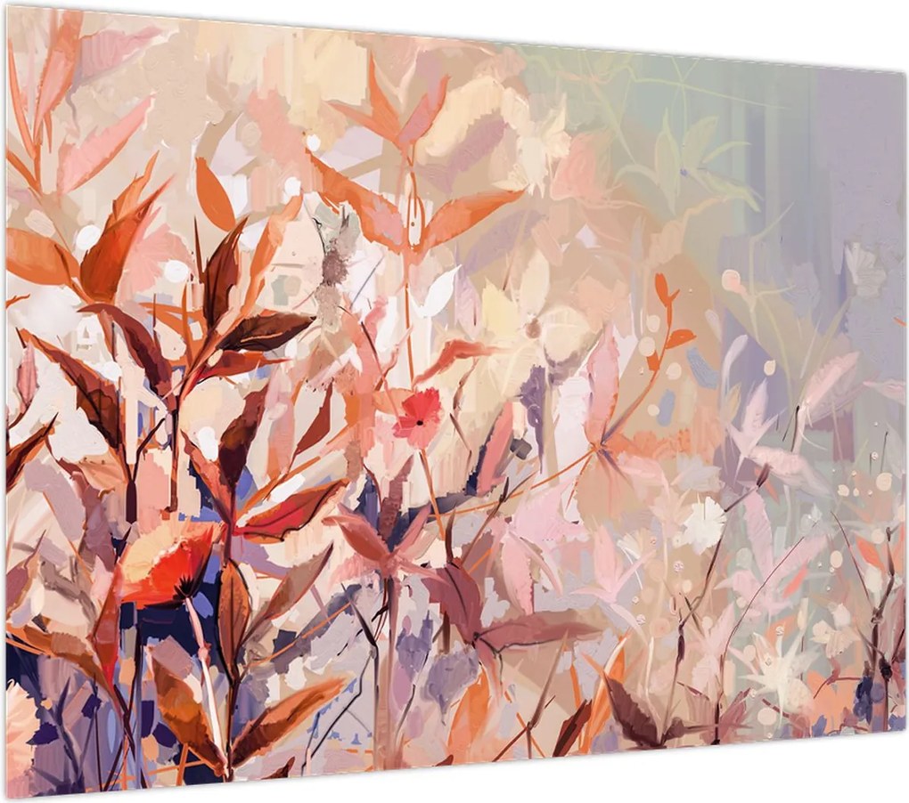 Obraz na szkle - Malowanie pastelami jesieni (70x50 cm)