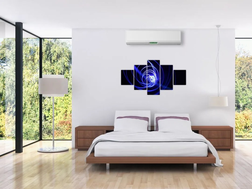Obraz niebieskich spiral (125x70 cm)