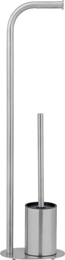 Stojak na papier toaletowy ze szczotką ze stali nierdzewnej w kolorze matowego srebra Levante – Wenko