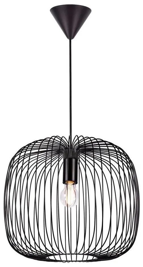 Nordlux - Lampa wisząca na przewodzie BERONI 1xE27/60W/230V czarna śr. 40 cm
