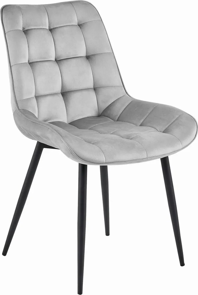 Krzesło welurowe BERA jasnoszare z czarnymi nogami