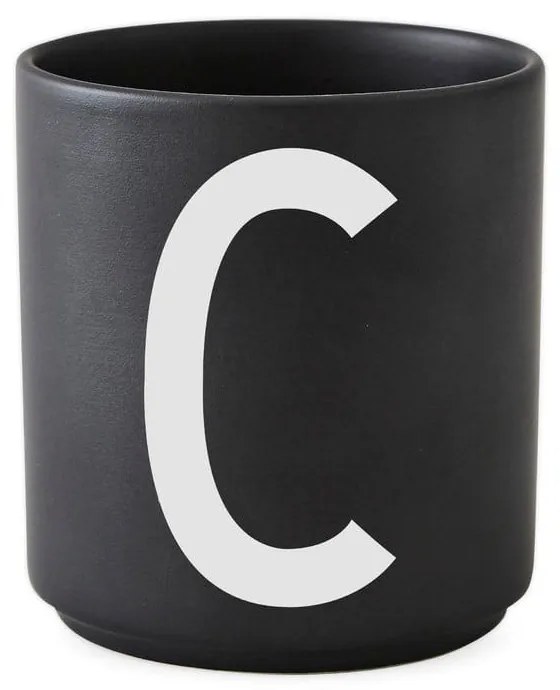 Czarny porcelanowy kubek Design Letters Alphabet C, 250 ml