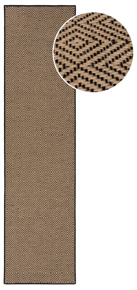 Czarno-naturalny chodnik na schody z juty 60x800 cm Diamond – Flair Rugs