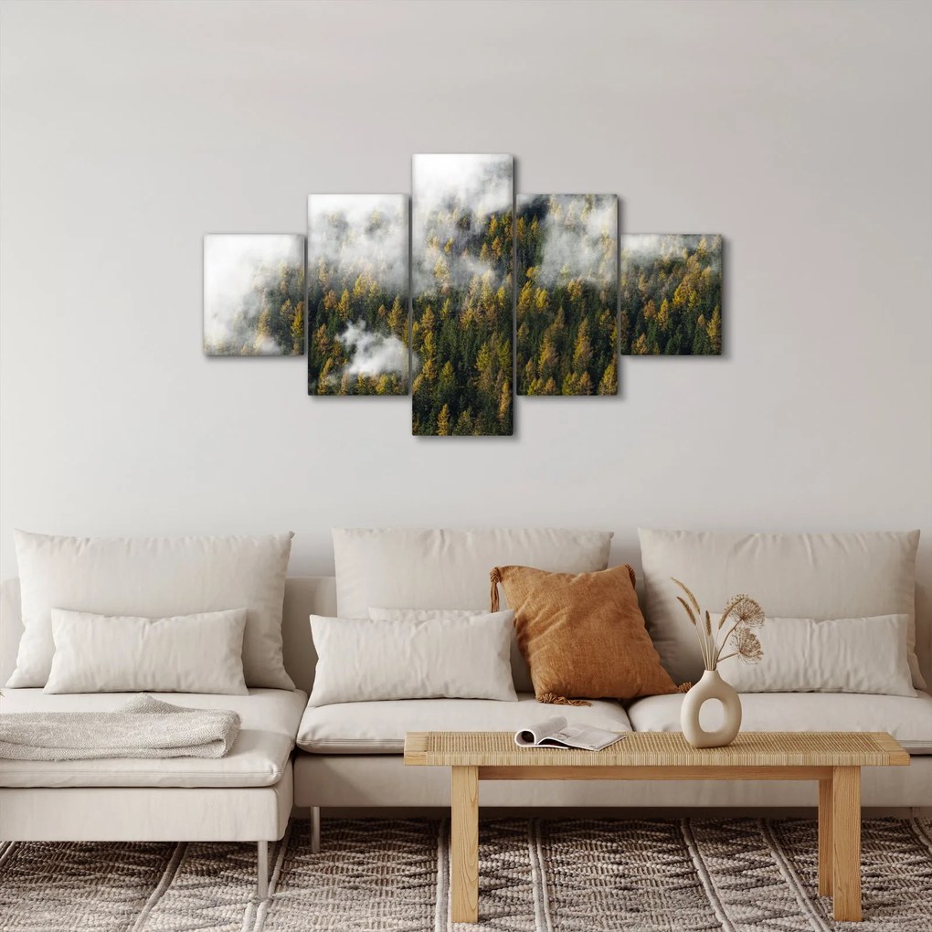 Obraz lasu w chmurach (125x70 cm)