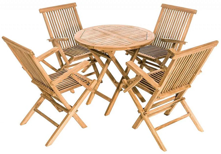 Zestaw ogrodowy teak KOŚCI SŁONIOWEJ BALKON 1 + 4 (poduszki GRATIS)